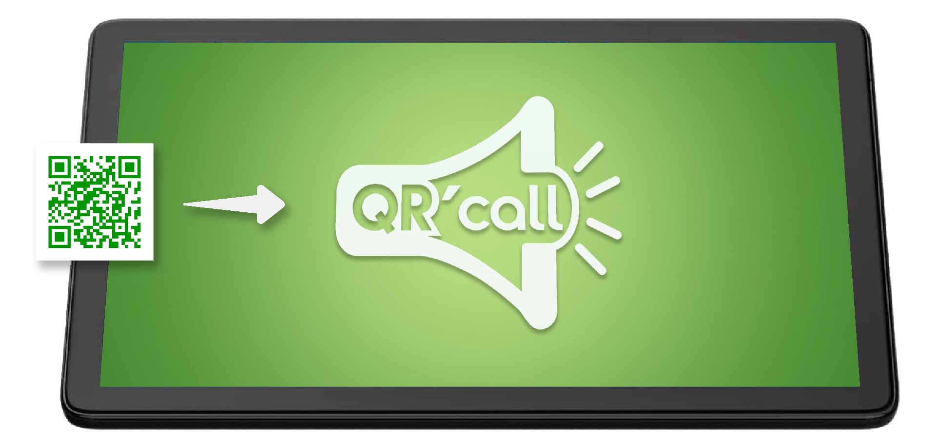 Tablette QR’call sur fond de marque